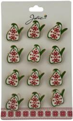 Flippy Set 12 Brose Martisor pentru Copii, Jolie, Model Ghiocel cu Motiv Traditional, Multicolor (128207)