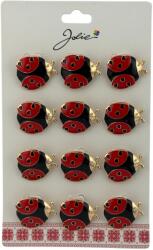 Flippy Set 12 Brose Martisor Primavara, Jolie, Model Buburuza, Rosu-Negru (128255)