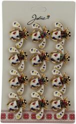 Flippy Set 12 Brose Martisor Primavara, Jolie, Model Albina Alba cu Inimi Colorate, Multicolor (134022)
