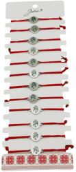 Jolie Bratara Martisor pentru Dama, Jolie, Model Copacul Vietii, Set 12 bucati, Pandativ Argintiu din Inox cu Snur Rosu Ajustabil (128179)