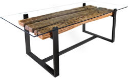 Invicta interior Masa de dining BARRACUDA din lemn de tec si blat de sticla, 220 cm (v)