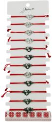 Jolie Bratara Martisor pentru Dama, Jolie, Model Inima Love, Set 12 bucati, Pandativ Argintiu din Inox cu Snur Rosu Ajustabil (133612)