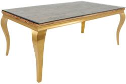 Invicta interior Masa de dining MODERN BAROCK BARRACUDA 200cm aurie cu blat de sticla securizata si lemn de tec (44362)