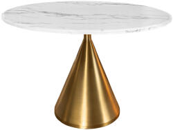 Invicta interior Masa de dining ELEGANCIA 130cm cadru rotund aspect marmura alba aurie (45898)