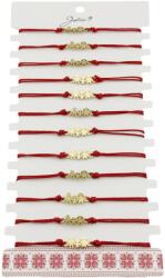 Jolie Bratara Martisor pentru Dama, Jolie, Model Familie, Set 12 bucati, Pandativ din Inox Auriu, Snur Ajustabil Impletit, Rosu (127982)