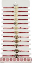 Flippy Bratara Martisor pentru Dama, Jolie, Model Copacul Vietii, Set 12 bucati, Pandativ Auriu din Inox cu Snur Rosu Ajustabil (127980)