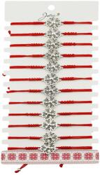 Jolie Martisor Bratara Impletita cu Pandantiv din Inox, Jolie, pentru Dama, Set 12 bucati, Snur Rosu Textil, Dimensiune Reglabila, Model Floare (128094)
