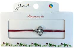 Jolie Martisor tip Bratara cu Pandantiv Metalic, Jolie, Snur Textil Rosu, Model Inima Stilizata, Dimensiune Reglabila, Nod Dublu, Ambalata Individual (165753)