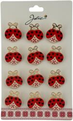 Flippy Set 12 Brose Martisor pentru Copii, Jolie, Model Buburuza cu Motiv Traditional, Rosu Alb (128244)