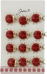 Flippy Brose Martisor Primavara, Jolie, Set 12 Bucati, Model Buburuza Mare, Brosa din Metal, 3 x 2 cm per Bucata, Rosu (134037)
