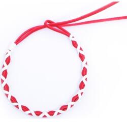 Flippy Brățară Martisor din Catifea Împletită, Model Alb-Roșu, Reglabilă (08810)