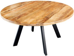 Invicta interior Masa de dining IRON CRAFT O 140cm rotunda mango natural cu picioare metalice negre (45256)