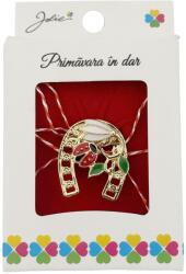 Flippy Martisor Brosa, Jolie, Model Potcoava cu Ghiocel si Buburuza, Metal Emailat in Culori, Sistem de Prindere cu Ac, Dimensiune 2.5-3 cm, Ambalaj Individual cu Design, Multicolor (134766)