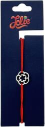 Jolie Martisor Bratara Inox pentru Copii, Jolie, Model Stea in floare, din Inox si Metal Inox, Snur Rosu, Argintiu (165174)