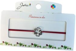 Jolie Martisor tip Bratara cu Pandantiv Metalic, Jolie, Snur Textil Rosu, Model Trifoi Contur, Dimensiune Reglabila, Nod Dublu, Ambalata Individual (165747)