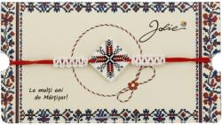 Flippy Martisor Traditional Bratara Norocoasa, Jolie, Model Romb Port Traditional, Bratara Martisor pentru Copii, din Plastic/Textil, Snur Alb/Rosu (165492)