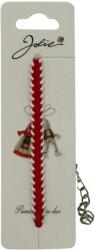 Flippy Martisor Traditional Bratara Tricotata, Jolie, Snur Textil si Lant Metalic, 12 x 4 cm, Rosu (133799)