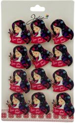 Flippy Set 12 Brose Martisor Primavara, Jolie, Model Fata, cu Mesaj Love You Nasa, Multicolor (128300)