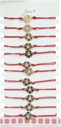 Flippy Bratara Martisor pentru Dama, Jolie, Model Inima in Floare, Set 12 bucati, Pandativ Auriu din Inox cu Snur Rosu Ajustabil (127984)