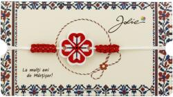 Flippy Martisor Traditional Bratara Norocoasa, Jolie, Model Trifoi Rosu Traditional, Bratara Martisor pentru Copii, din Plastic/Textil, Snur Alb/Rosu (165490)