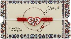 Flippy Martisor Traditional Bratara Norocoasa, Jolie, Model Inima, Bratara Martisor pentru Copii, din Plastic/Textil, Snur Alb/Rosu (165487)
