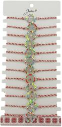 Jolie Bratara Martisor pentru Dama, Jolie, Model Floaricica in Cerc, Set 12 bucati, Pandativ Argintiu din Inox cu Elemente Multicolore, Snur Alb/Rosu (128138)
