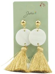 Flippy Cercei Dama de Primavara, Jolie, Model cu Ciucuri Aurii si Disc Alb, Eleganti si Moderni, 7 x 2 cm per unitate, Alb/Auriu (114608)