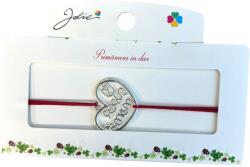 Jolie Martisor tip Bratara cu Pandantiv Metalic, Jolie, Snur Textil Rosu, Model Inima Super Mama, Dimensiune Reglabila, Nod Dublu, Ambalata Individual (165746)