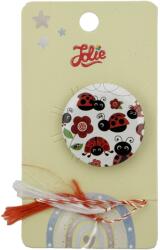 Flippy Martisor cu Brosa pentru copii, Jolie, Material Metal, Ambalaj Carton cu Design, Model Buburuze, Alb (165701)