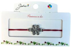 Jolie Martisor tip Bratara cu Pandantiv Metalic, Jolie, Snur Textil Rosu, Model Floare, Dimensiune Reglabila, Nod Dublu, Ambalata Individual (165748)