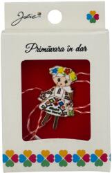 Jolie Martisor Brosa Mica in Cutie, Jolie, Design cu Mesaj, Dimensiune 2.5-3 cm, Material Metal, Model Traditional Fetita (164913)