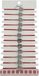 Jolie Bratara Martisor pentru Dama, Jolie, Model Fluturas, Set 12 bucati, Pandativ Argintiu din Inox cu Snur Rosu Ajustabil (128104)