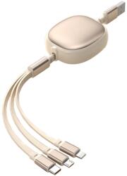 Flippy Cablu Retractabil Universal pentru Telefon, Flippy, Universal 3in1 pentru Orice Tip de Telefon, Micro-USB, Lightning, TYPE-C, 1.2M, Bej (161506)