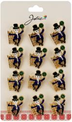 Flippy Brose Martisor Primavara Jolie, Set 12 Bucati, Model Elf cu Trifoi Norocos, Brosa din Metal, 3 x 2 cm per Bucata, Albastru inchis (134042)