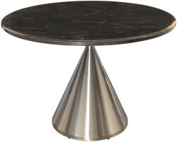 Invicta interior Masa de dining ELEGANCIA 130cm cadru rotund cromat aspect marmura neagra (45899)