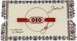 Jolie Martisor de Tip Bratara Norocoasa, Jolie, Ornament Central cu Motive Populare, Model Rosu, Dimensiune Reglabila, Ambalaj Individual cu Design (165814)