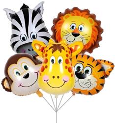 Flippy Set 5 Baloane Folie Metalizata, Flippy, Figurine Animale Salbatice, 30 cm, Ambalaj Individual, Pai inclus, Umflare cu Aer sau Heliu, Multicolor (130932)