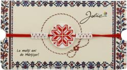 Flippy Martisor Traditional Bratara Norocoasa, Jolie, Model Rotund cu Port Traditional, Bratara Martisor pentru Copii, din Plastic/Textil, Snur Alb/Rosu (165494)