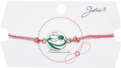 Flippy Martisor tip Bratara Traditionala cu Pandantiv, Jolie, Model Ghiocel, Snur Impletit Alb/Rosu, Dimensiune Pandativ Aprox 2 cm, Ambalaj cu Design (134959)