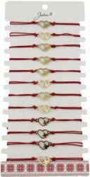 Flippy Bratara Martisor pentru Dama, Jolie, Model Inima cu Fluture, Set 12 bucati, Pandativ Auriu din Inox cu Snur Rosu Ajustabil (127983)