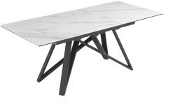 Invicta interior Masa de dining ATLAS 160-200cm extensibila, aspect marmura, ceramica alba, sticla securizata (46497)