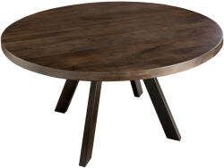 Invicta interior Masa de dining IRON CRAFT O 120cm rotunda din lemn de mango, culoare taupe, maro, cu picioare negre (46796)