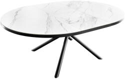 Invicta interior Masa de dining MIKADO 120-160cm rotunda extensibila, aspect marmura, ceramica alba, sticla securizata (46503)