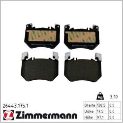 ZIMMERMANN Set placute frana ZIMMERMANN 26443.175. 1 (26443.175.1)