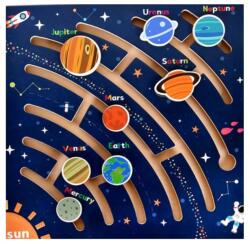 EMC ONSHOP Puzzle educativ din lemn, Labirint Planetelor din Sistemul solar, 3+ ani, 29.5 x 29.5 cm, Multicolor (0675121816948) Puzzle
