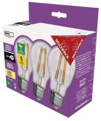 EMOS Filament A60 LED izzó, foglalat: E27, 3, 8 W, meleg fehér, 3 db