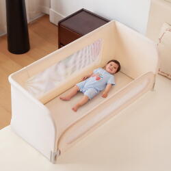 Empria® Patut bebelusi co-sleeper 2 in 1 Empria, adaptabil si portabil, transformabil in bariera pat copii, dimensiune patut 97 × 44 × 40 cm, dimensiune bariera 185 × 40 cm, reglabil pe inaltime, pliabil (bar