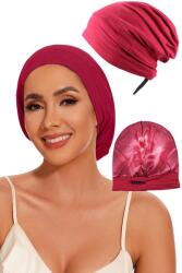 Linovit Store Bonetă de noapte pentru protecție păr cu interior din satin, Roșu Bordeaux - Roșu Bordeaux, Medium (2nr)