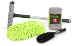 MNC Set Curatare Auto MNC Microfibra Lavete Burete Perie Jante Racleta Kit Detailing Masina Verde / Negru (GLB_55688)