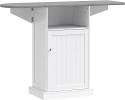 HOMCOM Dulap Compact cu Masă de Călcat Pliabilă pe Roți cu Raft Deschis și Dulap, 121x37x89 cm, Alb și Gri | Aosom Romania (83D-164V80CW) Comoda